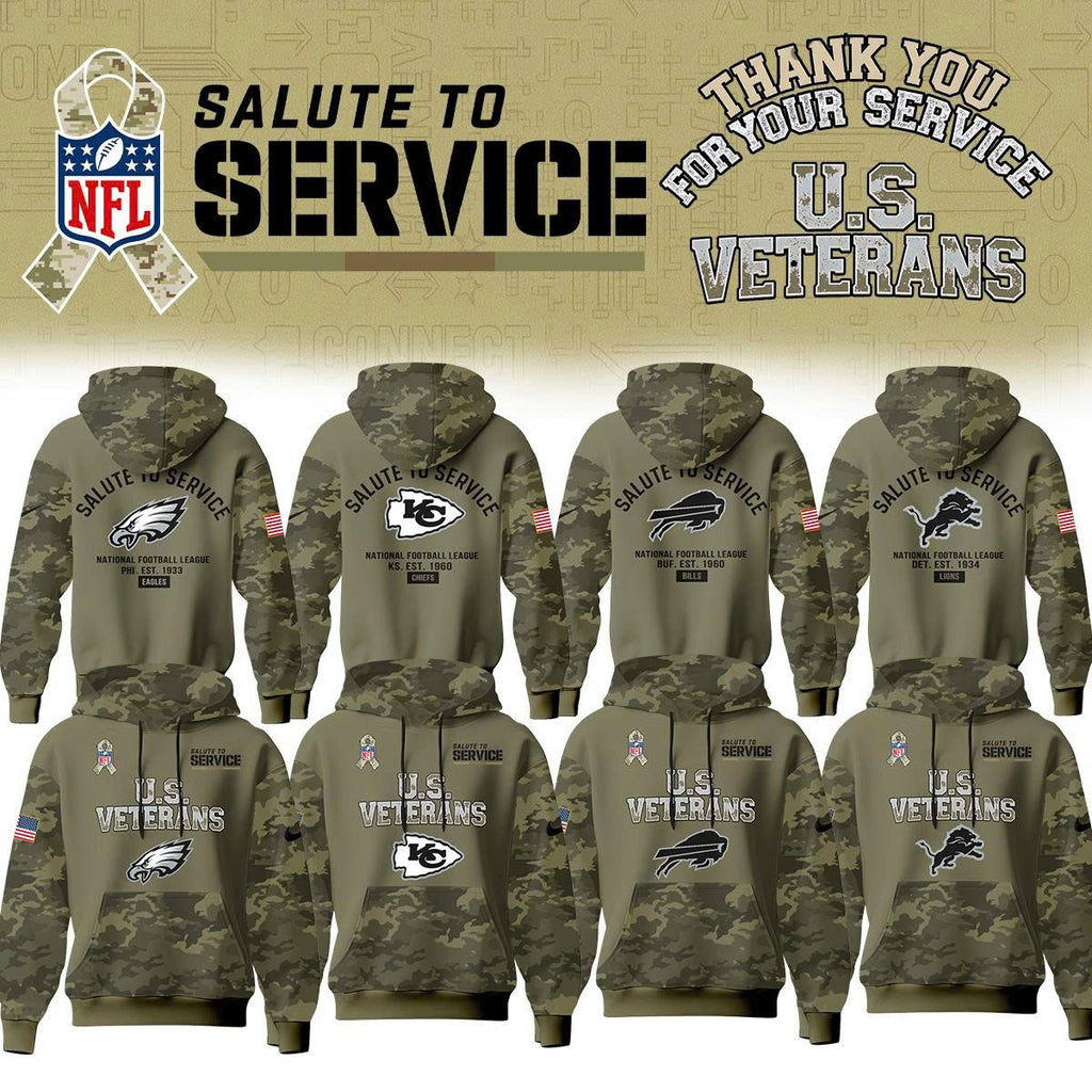 All Team NFL Thank You For Your Service U.S VETERANS – Hoodie