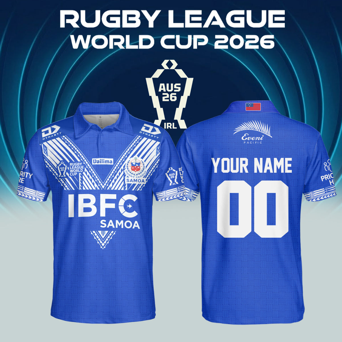 Toa Samoa Rugby League World Cup 2026 PoLo (Custom number)