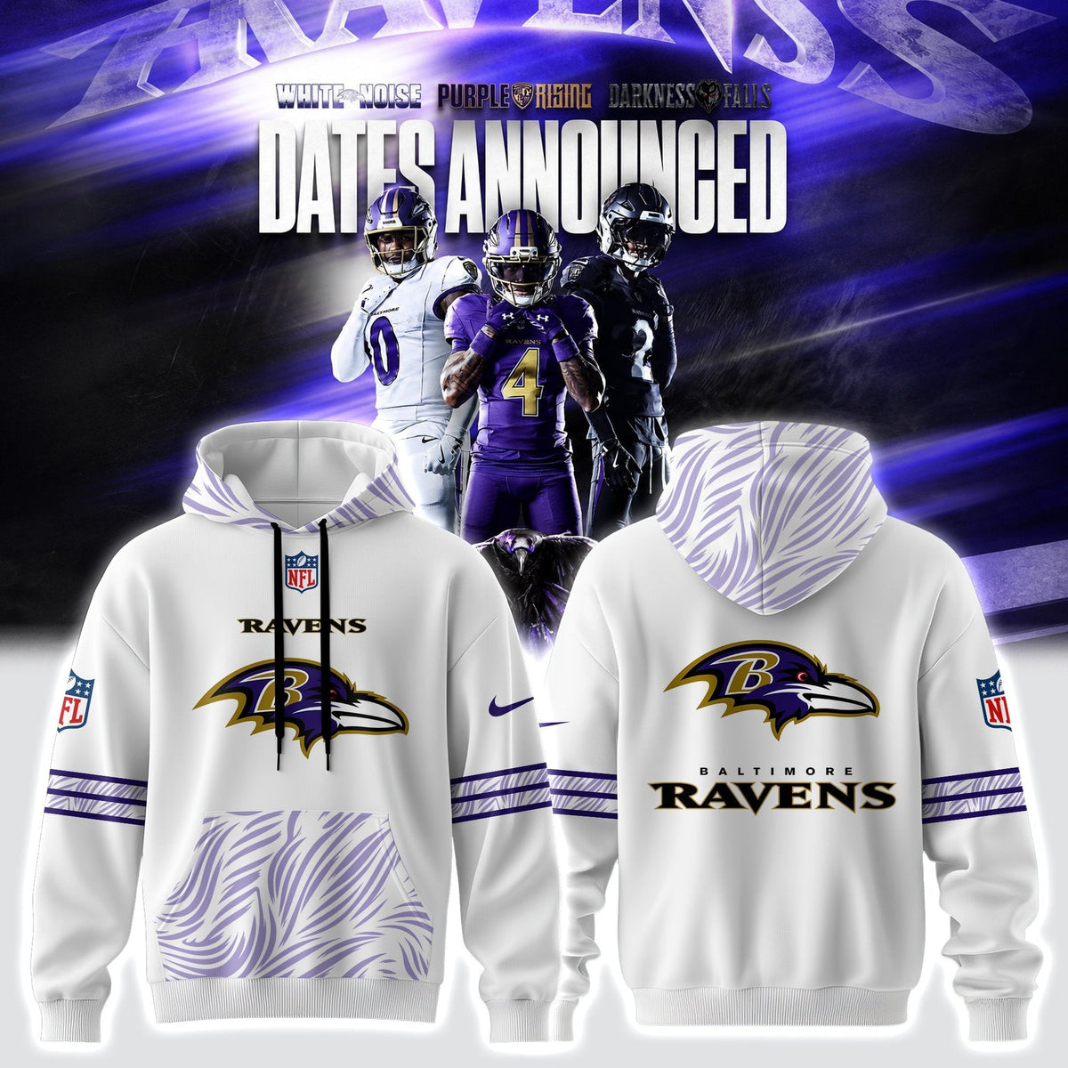 .B.Ravens 2026 Noise Rising Falls Black Hoodie