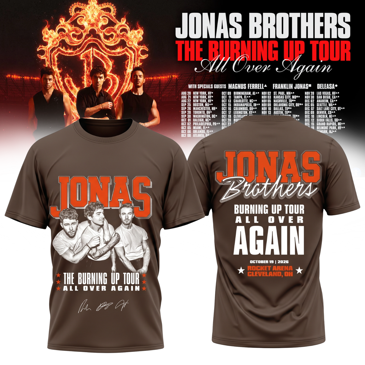 Jonas Brothers “The Burning Up Tour All Over Again 2026” Signature Limited Edition – Tshirt