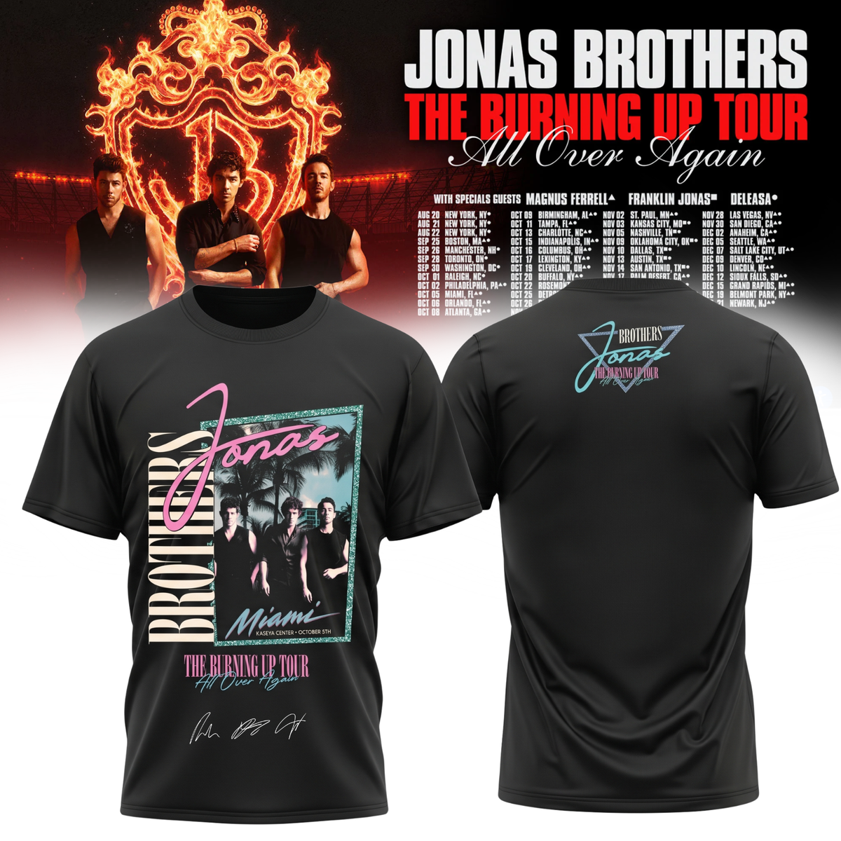 Jonas Brothers “The Burning Up Tour All Over Again 2026” Signature Limited Edition – Tshirt