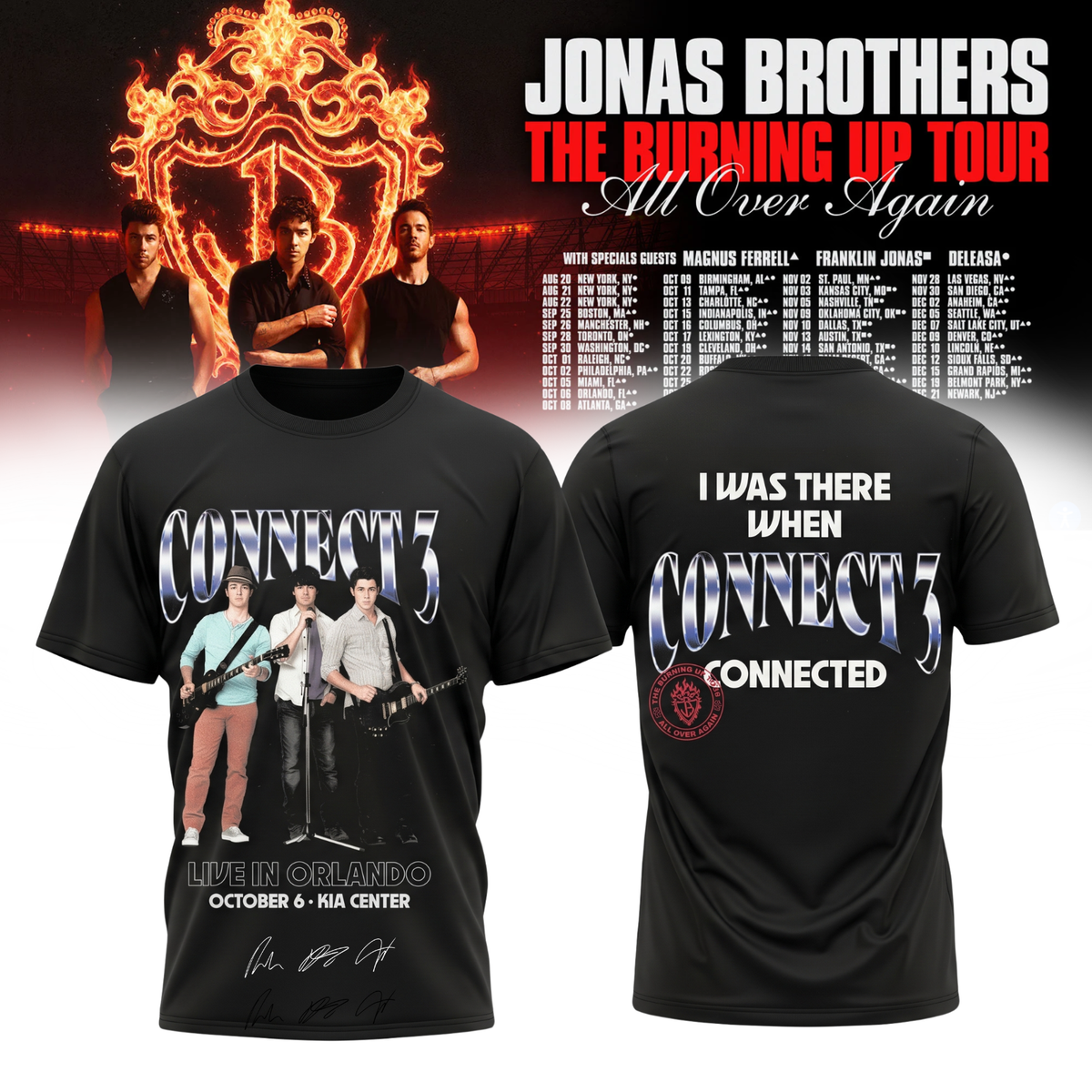 Jonas Brothers “The Burning Up Tour All Over Again 2026” Signature Limited Edition – Tshirt