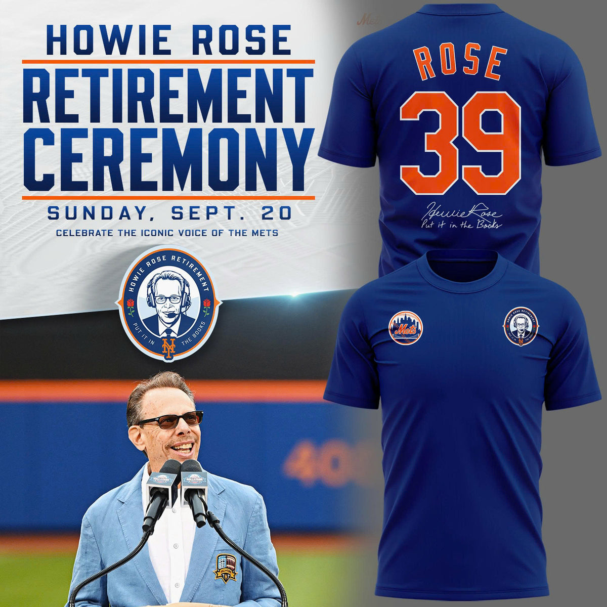 Exclusive Howie Rose 39 Years The Iconic Voice Of The Mets Blue T-Shirt 2026