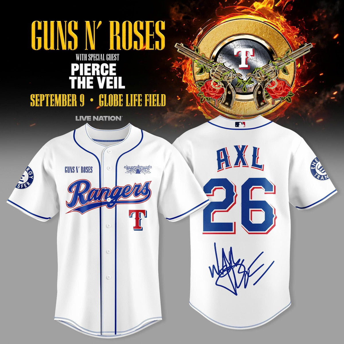Guns N’ Roses World Tour 2026 Limited Edition Signature Baseball Jersey