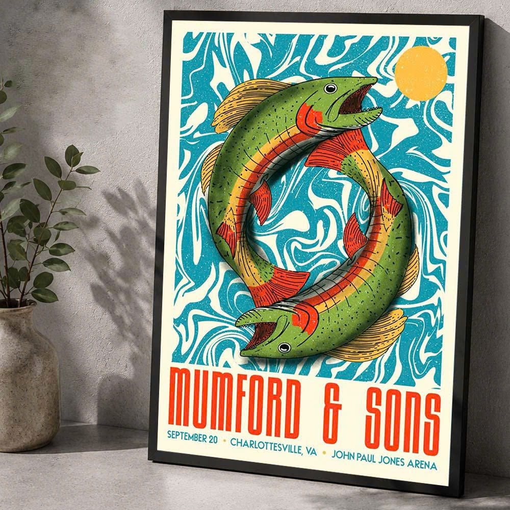 Mumford & Sons "Prizefighter Fish" Charlottesville Concert Poster