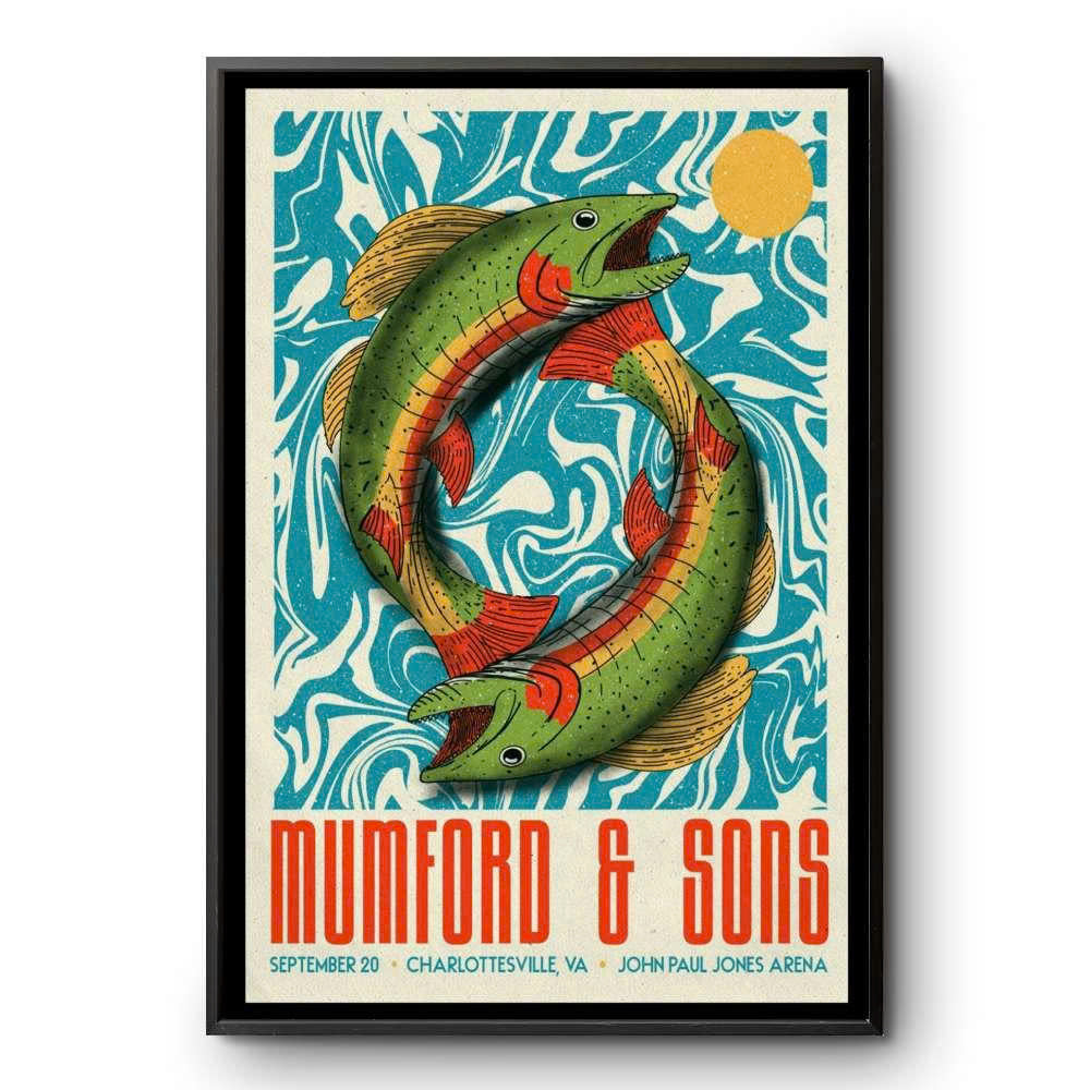 Mumford & Sons "Prizefighter Fish" Charlottesville Concert Poster