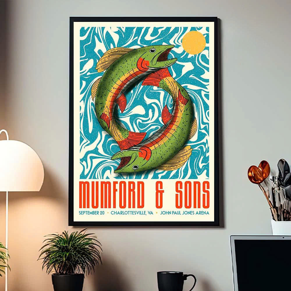 Mumford & Sons "Prizefighter Fish" Charlottesville Concert Poster