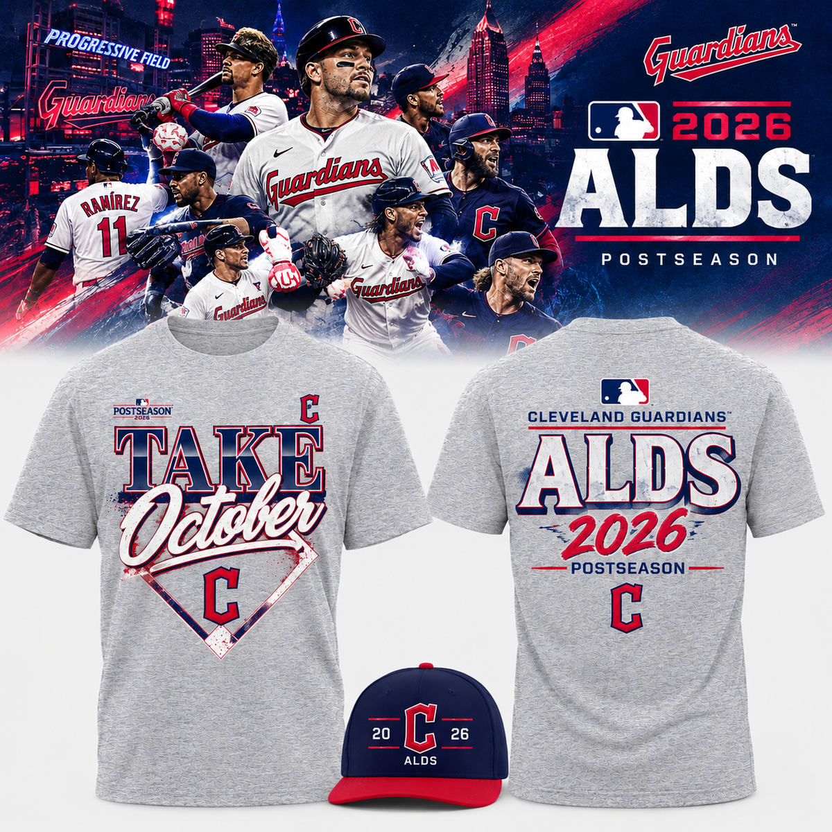 Limited Edition Cleveland Guardians MLB Division Series Champions Distressed Locker Room Take October T-shirt