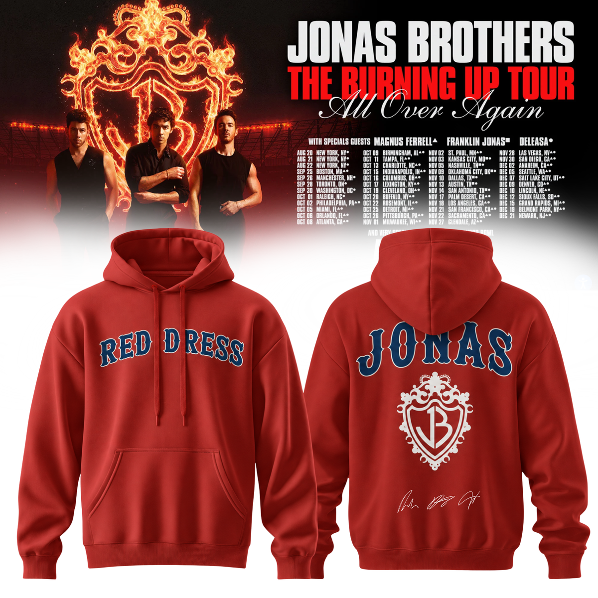Jonas Brothers “The Burning Up Tour All Over Again 2026” Signature Limited Edition – Hoodie
