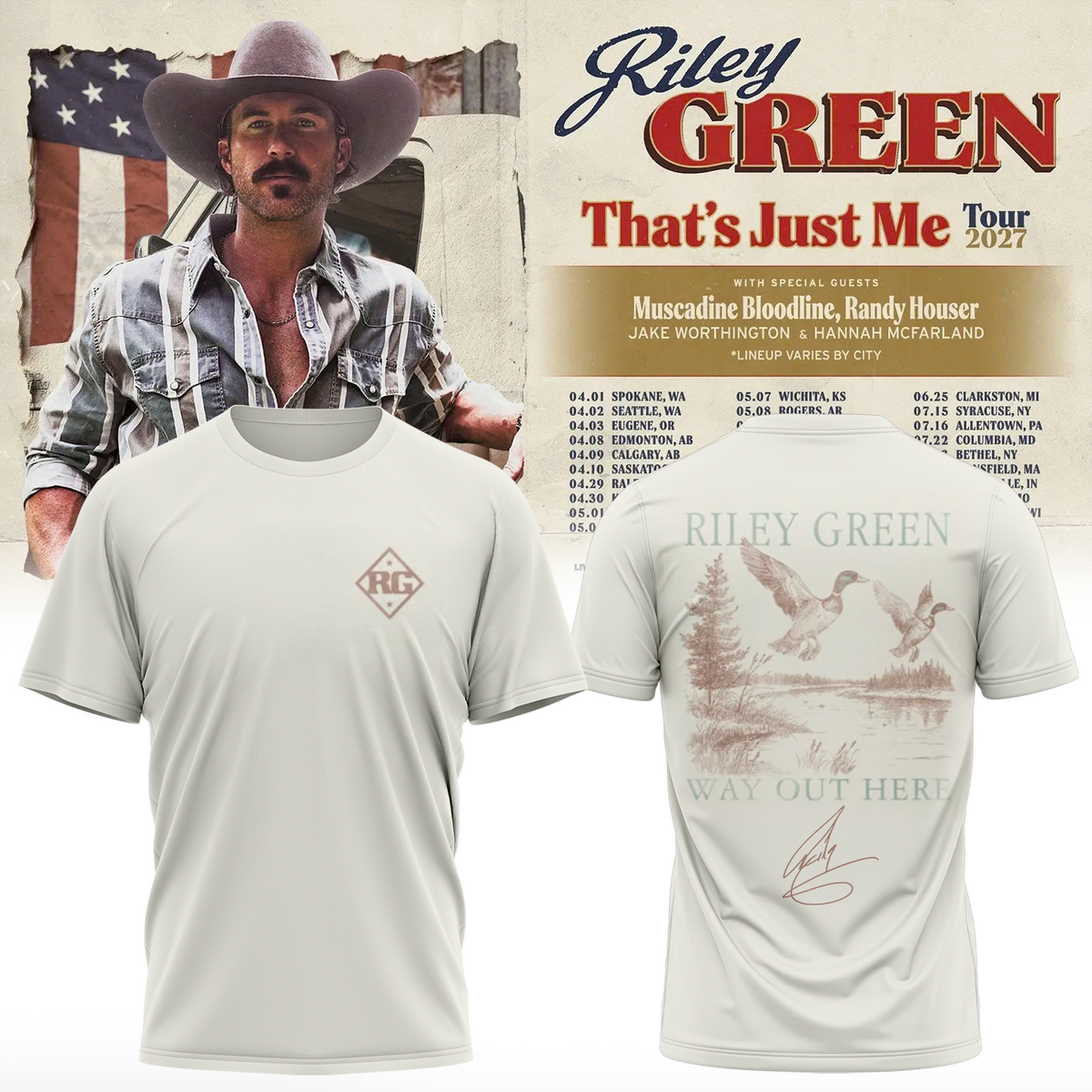Riley Green That's Just Me Tour signed TShirt
