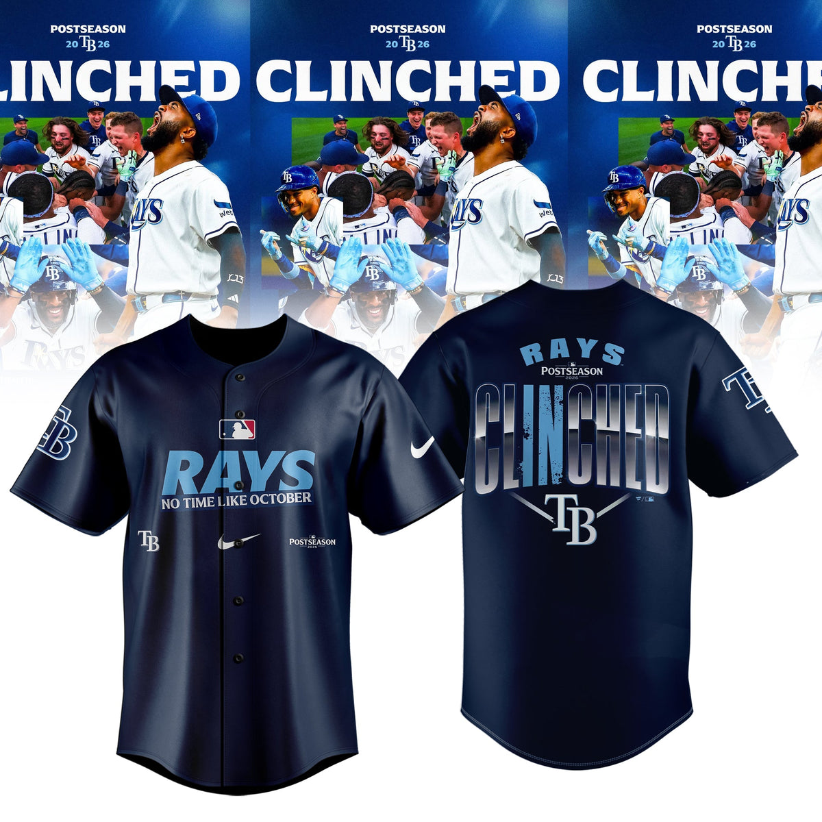 Limited Edition Tampa Bay Rays Postseason 2026 Clinched Jersey