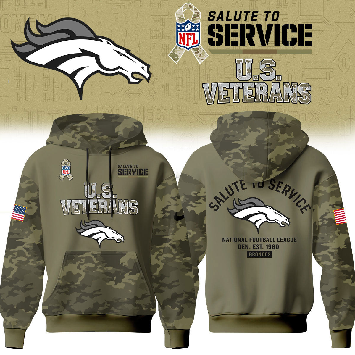 All Team NFL Thank You For Your Service U.S VETERANS – Hoodie