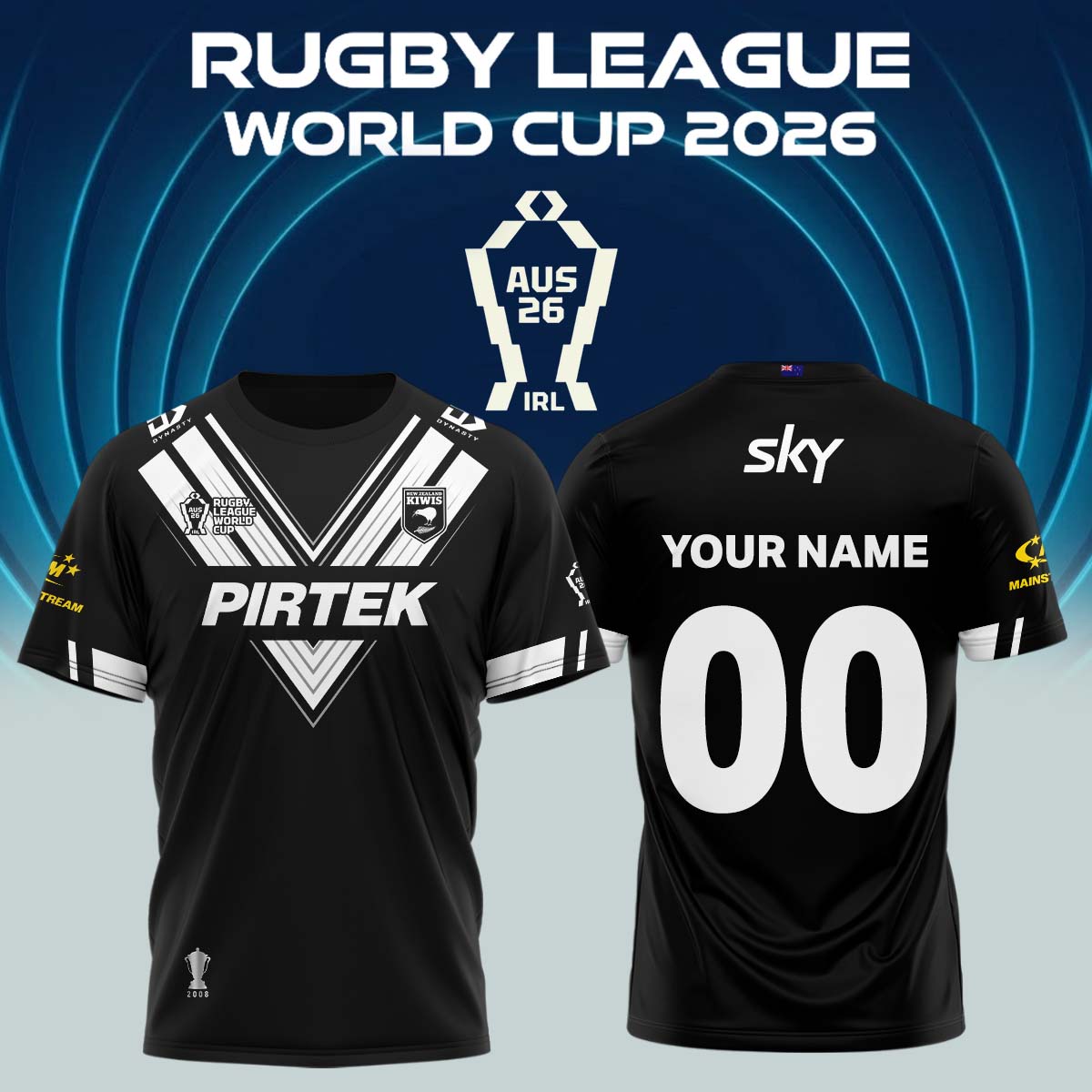 _New Zealand Rugby League World Cup 2026 Home Jersey (Custom number)