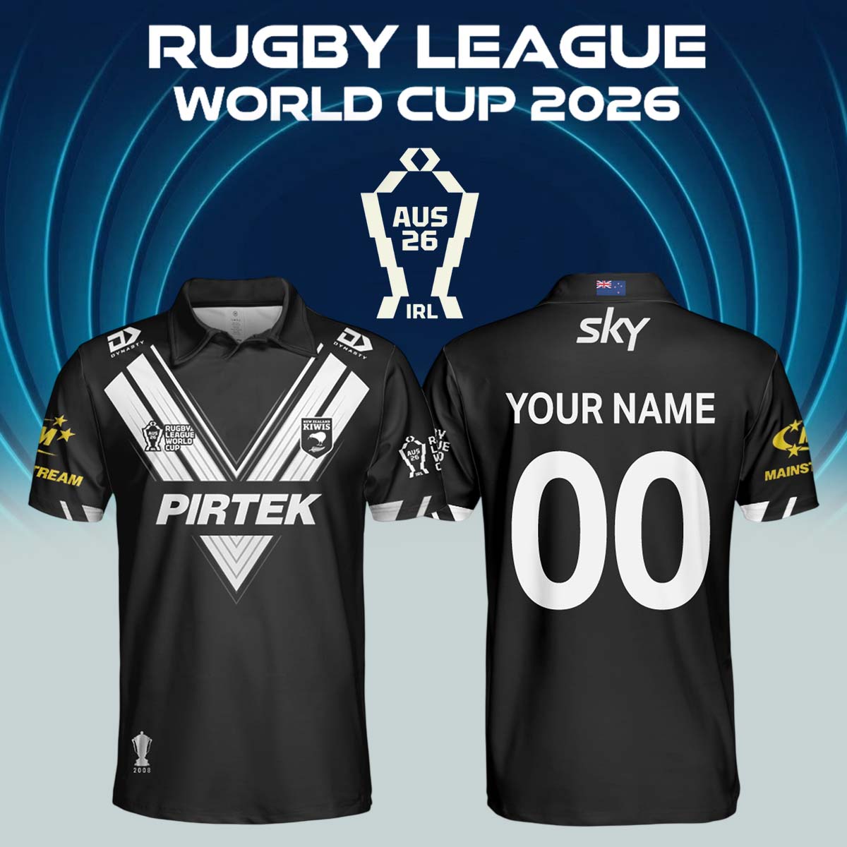 New Zealand Rugby League World Cup 2026 PoLo (Custom number)