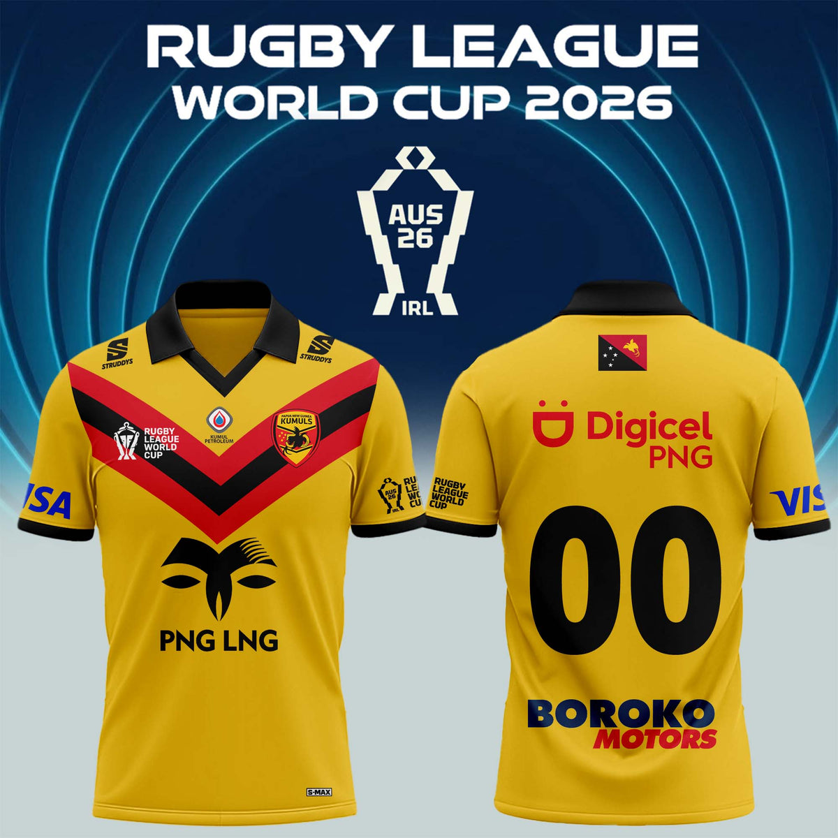 _Papua New Guinea Rugby League World Cup 2026 Home Jersey (Custom number)