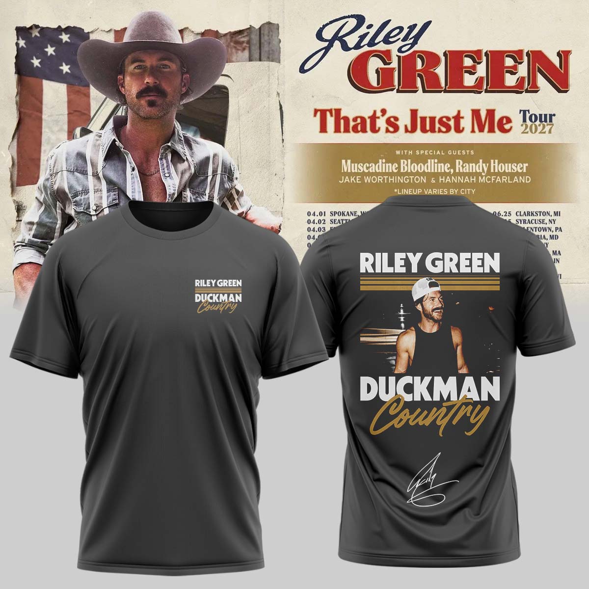 Riley Green That's Just Me Tour signed TShirt