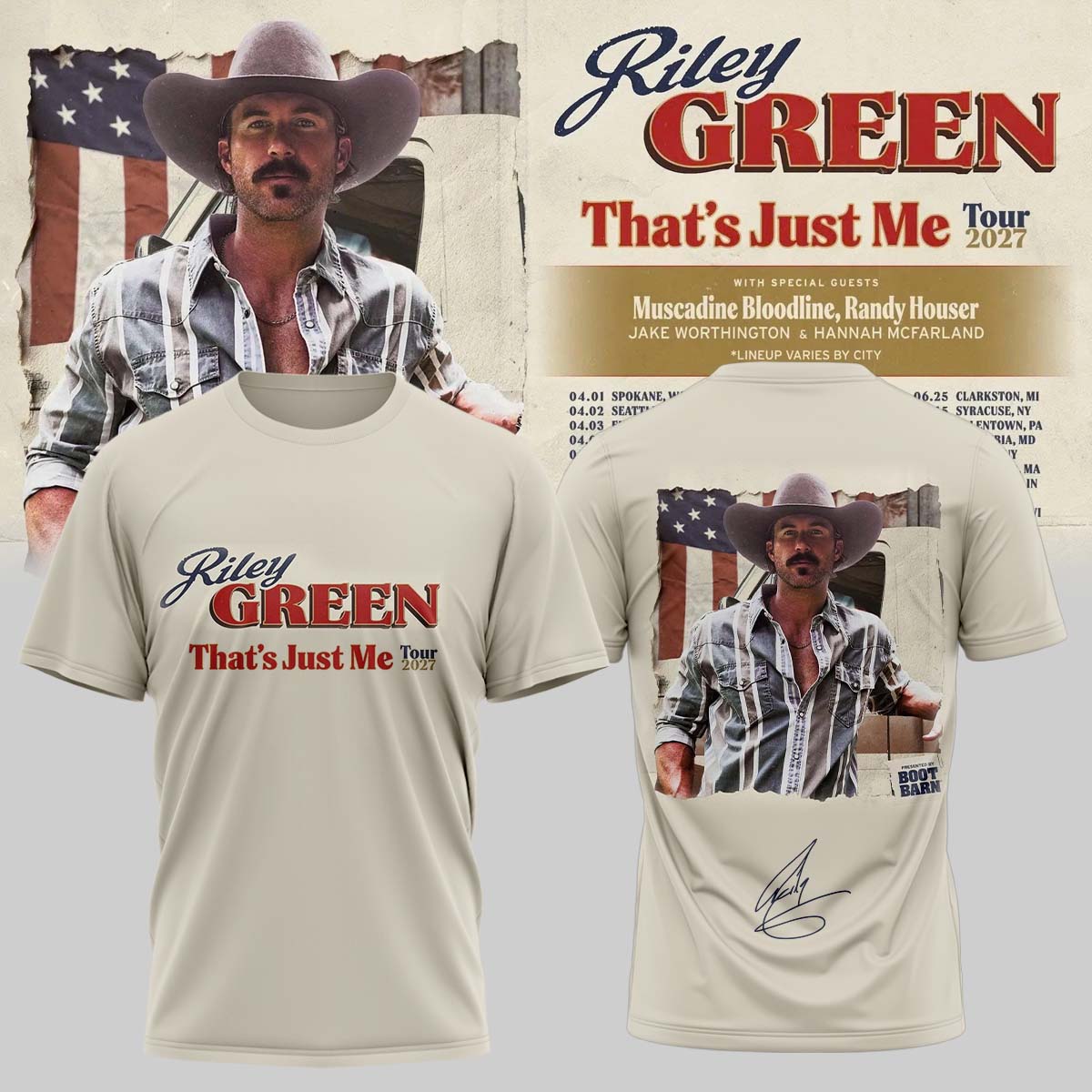 .Riley Green That's Just Me Tour signed TShirt