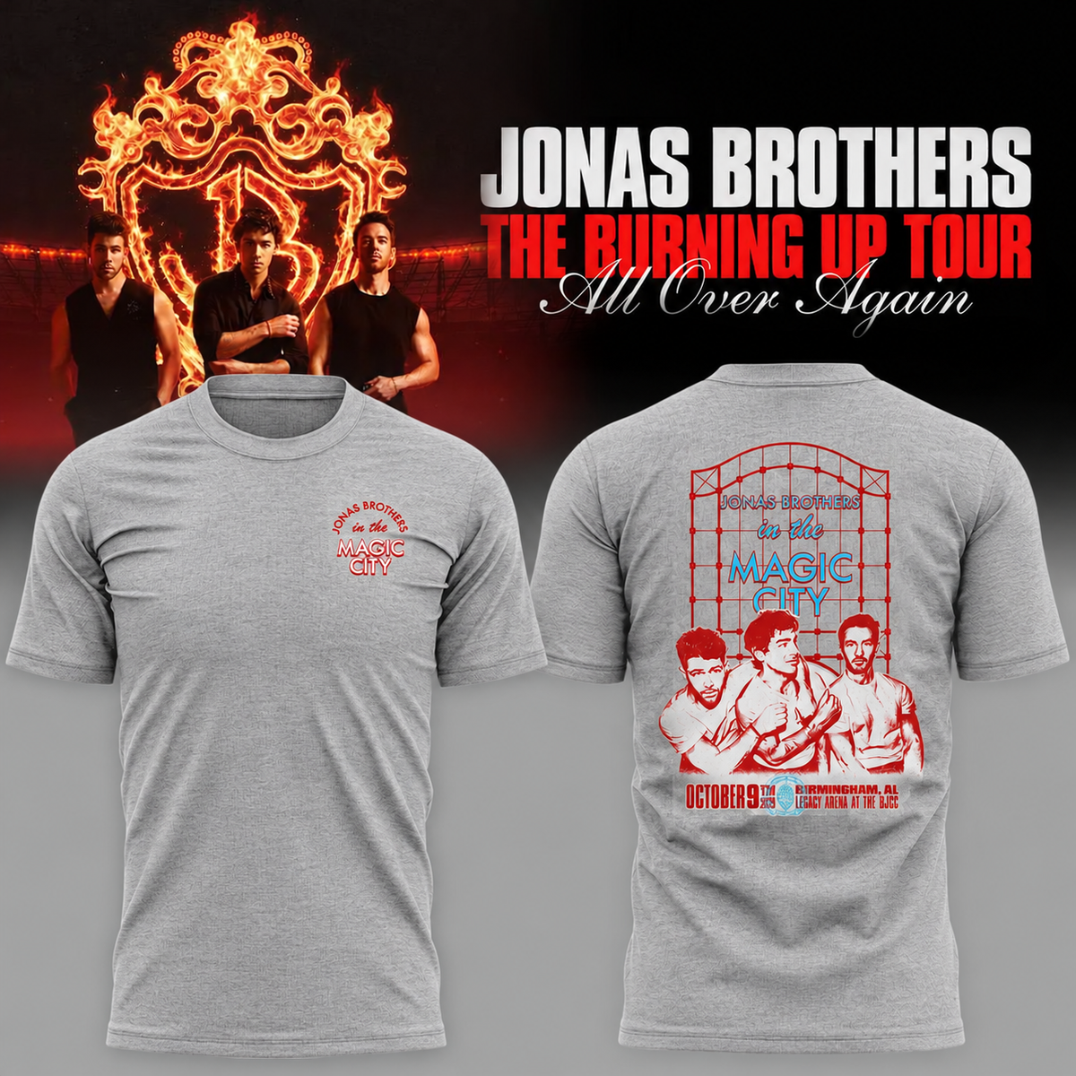 Jonas Brothers Birmingham AL City Tee 2026 Legacy Arena October 9 2026 Magic City T-Shirt