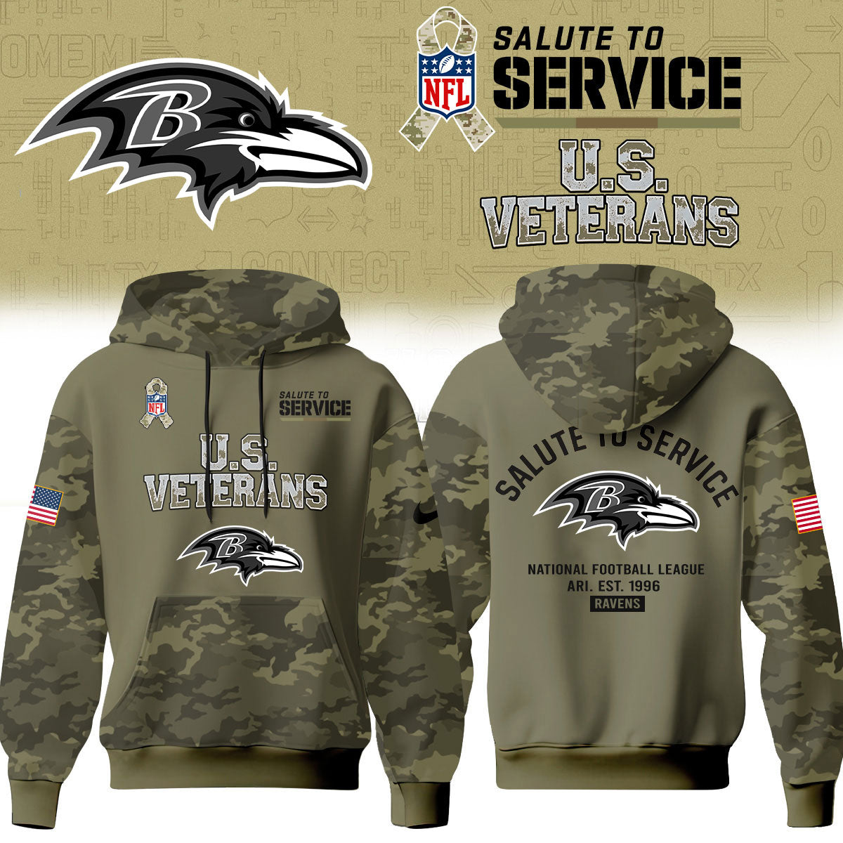 All Team NFL Thank You For Your Service U.S VETERANS – Hoodie