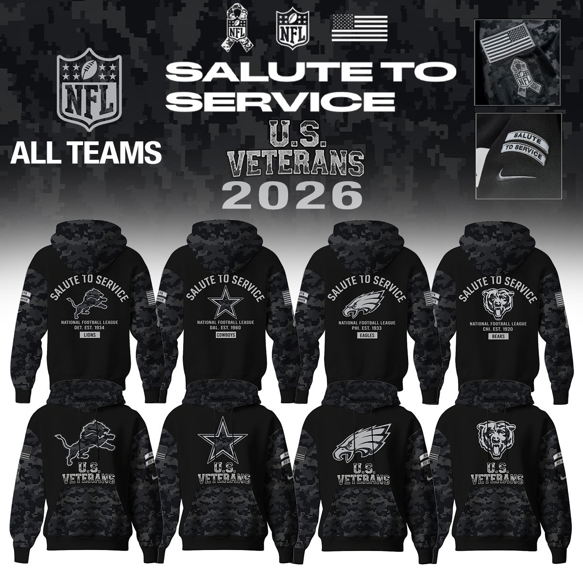 ...NFL 2026 Salute To Service U.S VETERANS – Hoodie