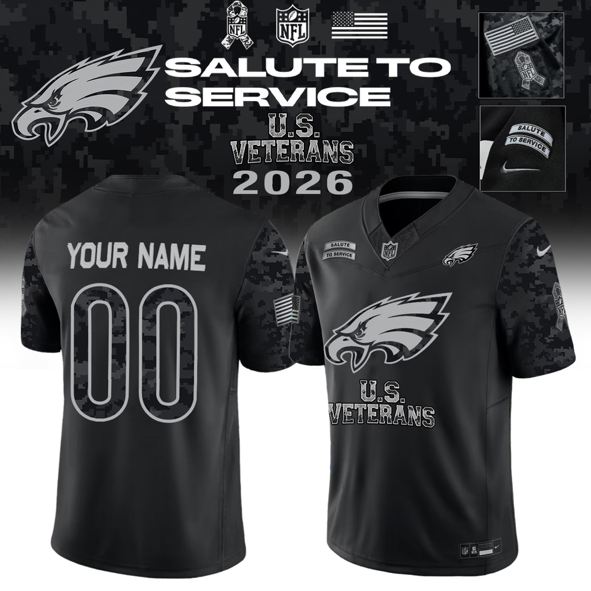 ...NFL 2026 Salute To Service U.S VETERANS - Jersey (Custom Name &amp; Number)
