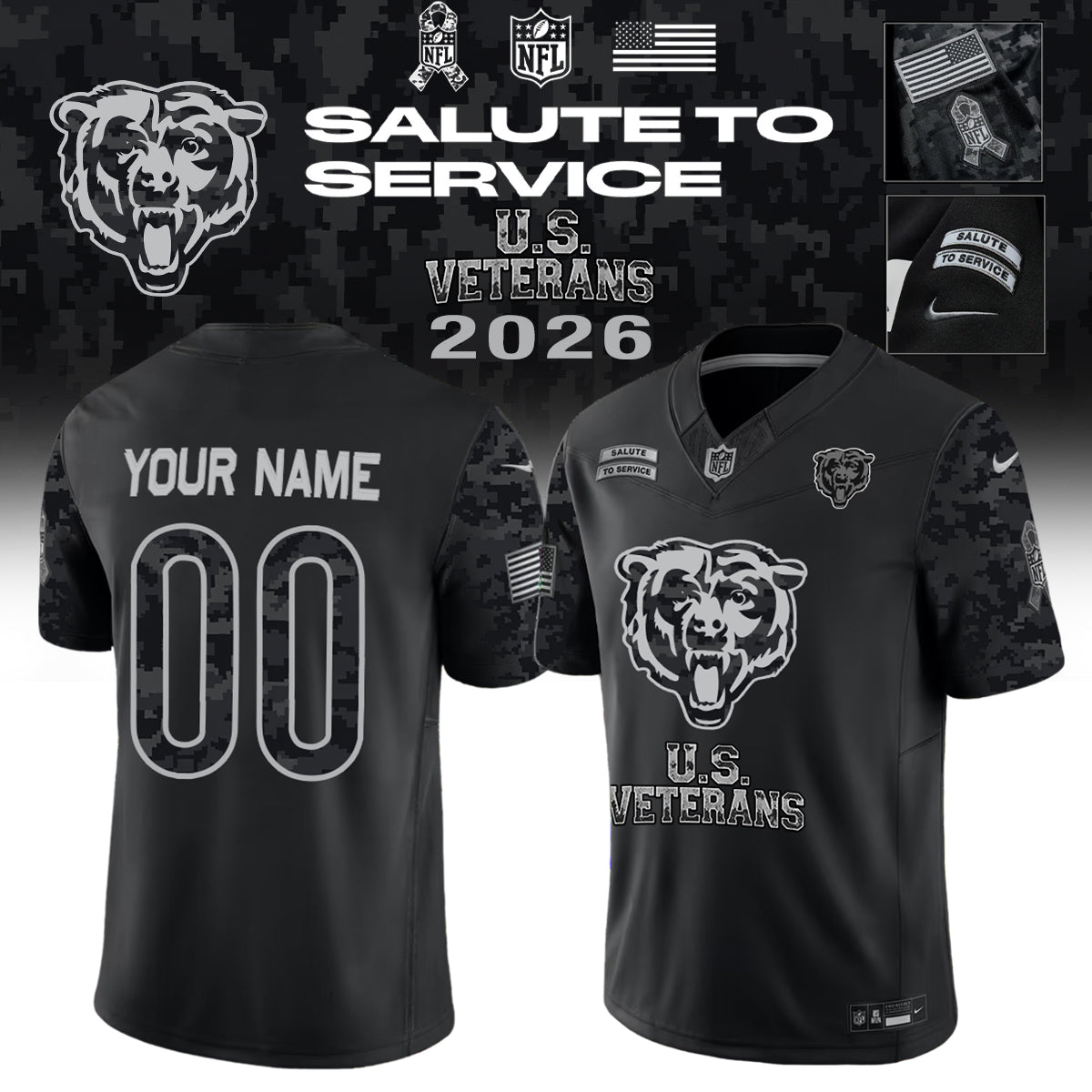 ...NFL 2026 Salute To Service U.S VETERANS - Jersey (Custom Name &amp; Number)