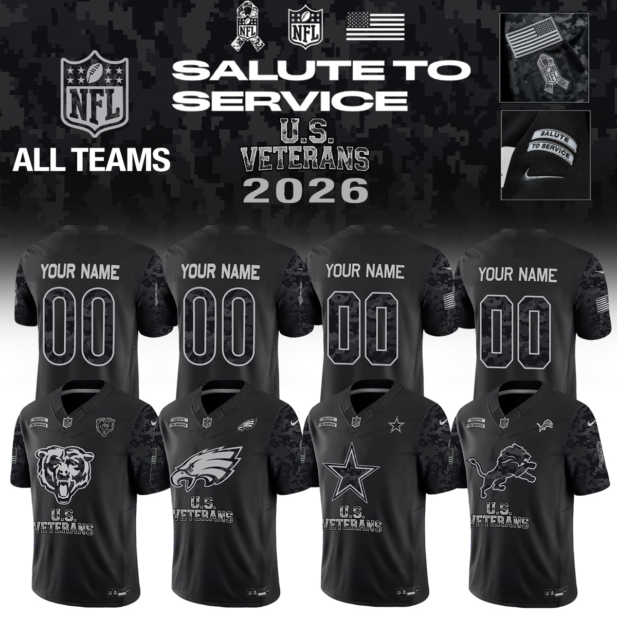 ...NFL 2026 Salute To Service U.S VETERANS - Jersey (Custom Name &amp; Number)