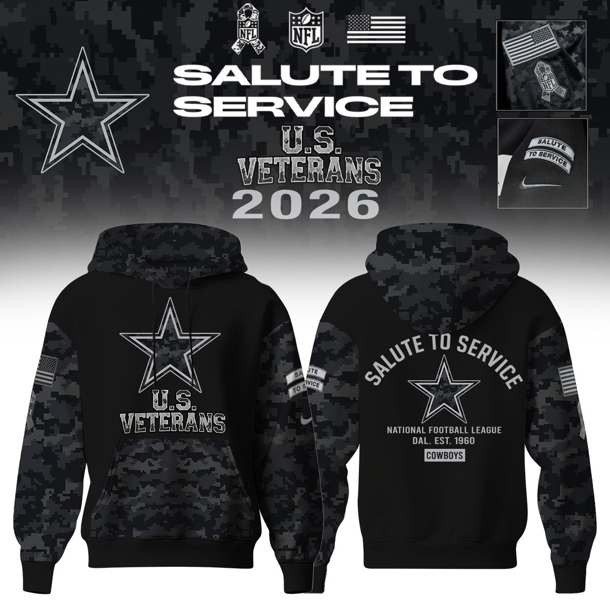 ...NFL 2026 Salute To Service U.S VETERANS – Hoodie