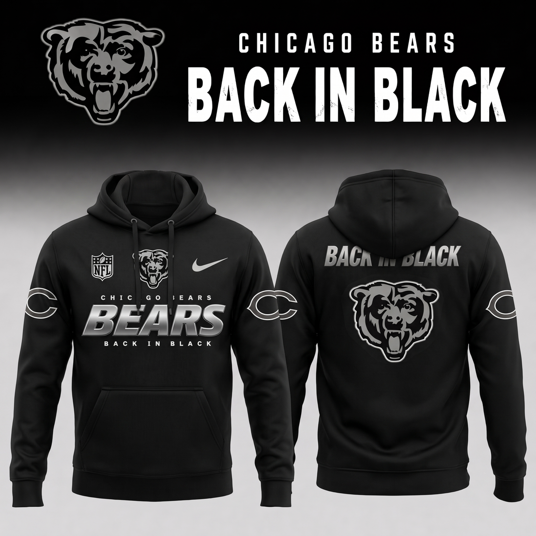 2026 Chicago Bears - Back In Black Limited Edition Hoodie