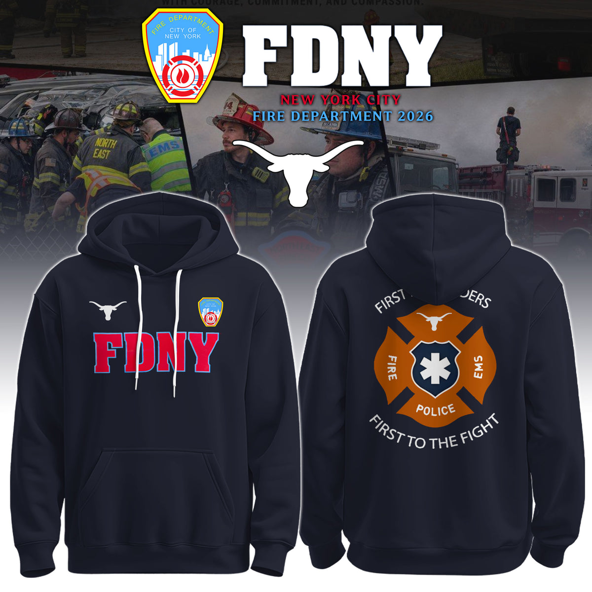 TEXAS x FDNY First Responders Tribute Hoodie