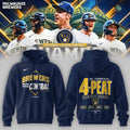 .Milwaukee Brewers 2026 NL Central Champions 4-Peat Hoodie