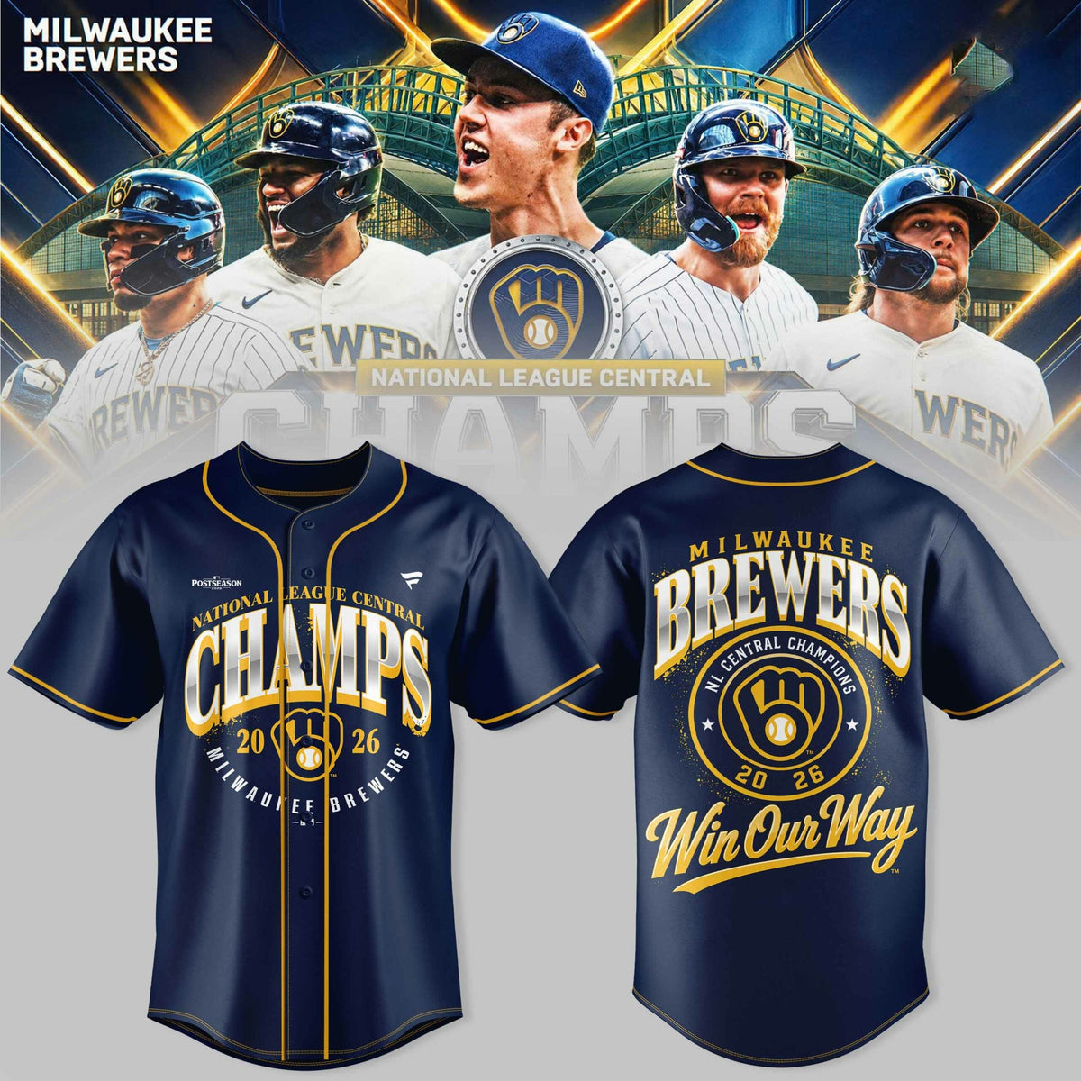 .Milwaukee Brewers 2026 NL Central Champions Jersey