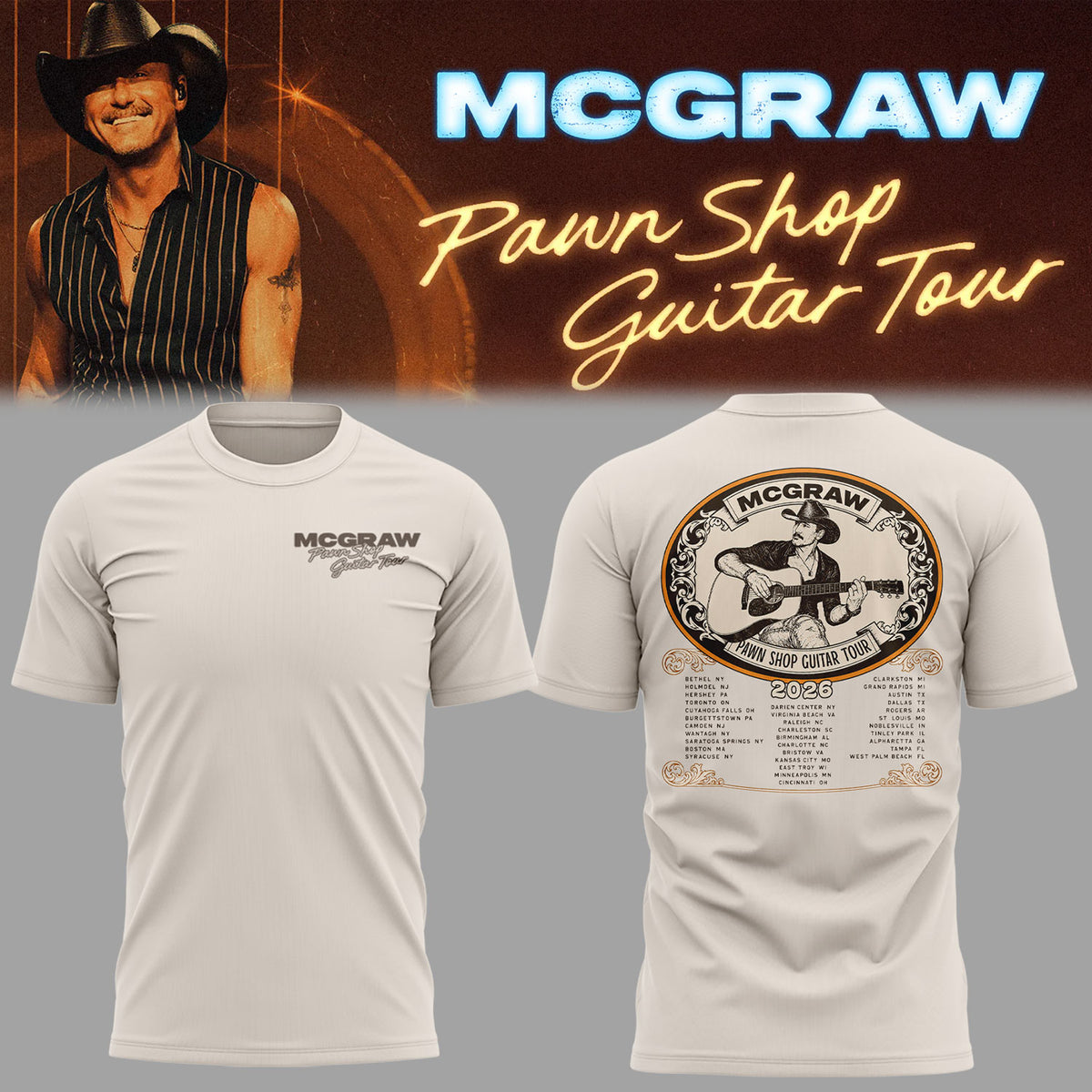 McGraw 🤠🎤 “Pawn Shop Guitar Tour 2026” Shirt-KC07072604
