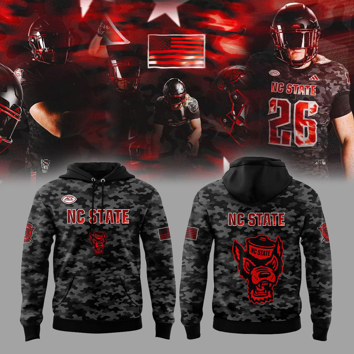 NC State Wolfpack 2026 Military Appreciation Limited Camo Hoodie NN