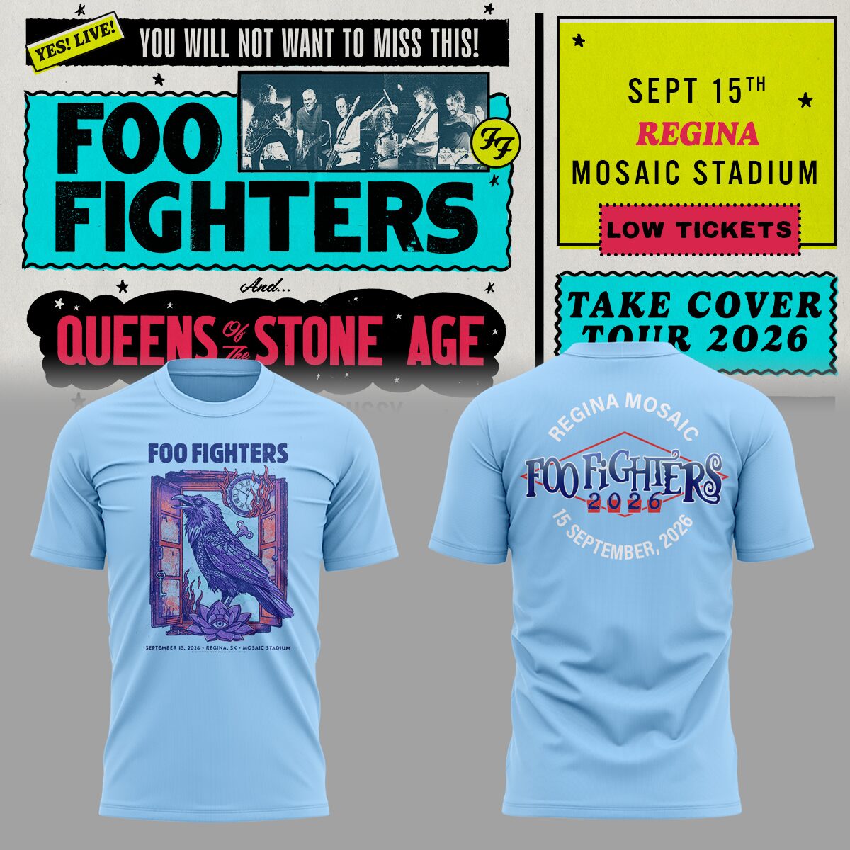 FF 🎸🎤 “Take Cover Tour 2026” at Mosaic Stadium,SK TShirt-ND09162503