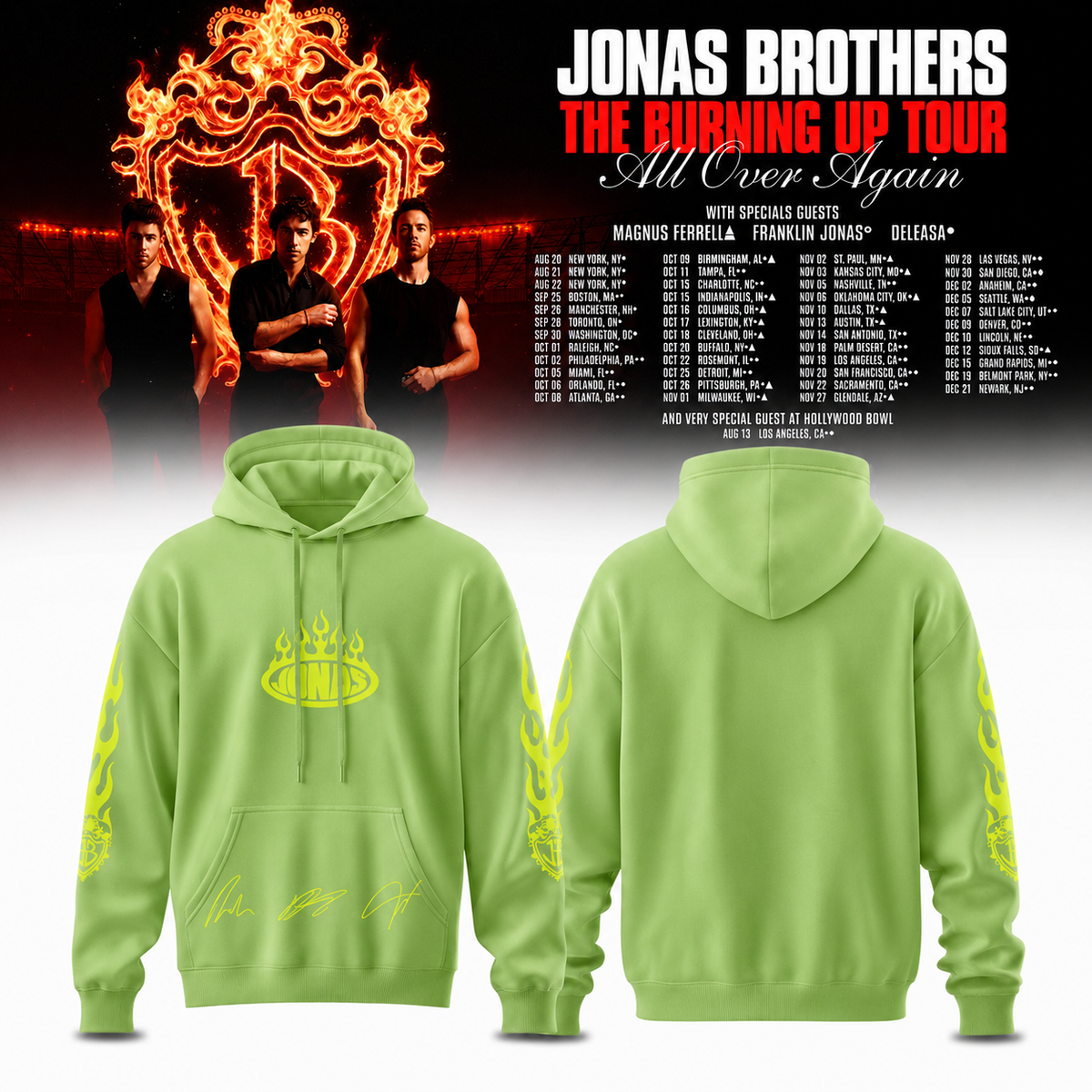 Jonas Brothers “The Burning Up Tour All Over Again 2026” Signature Limited Edition – Hoodie