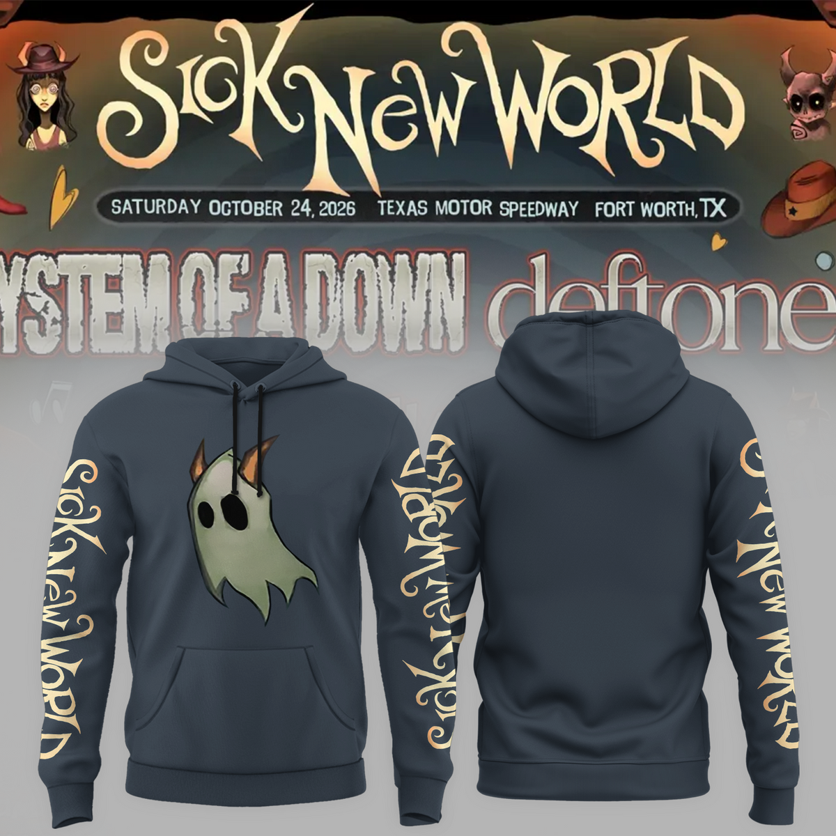 Limited Edition Sick New World Texas 2026 Festival Merch Pop Up At Texas Hoodie