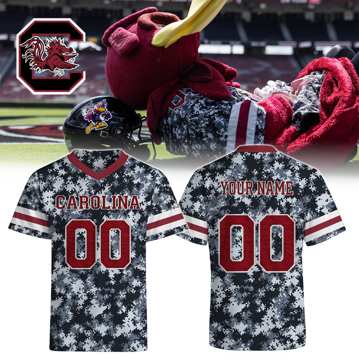 South Carolina Gamecocks x Custom Name Digicamo Football Jersey