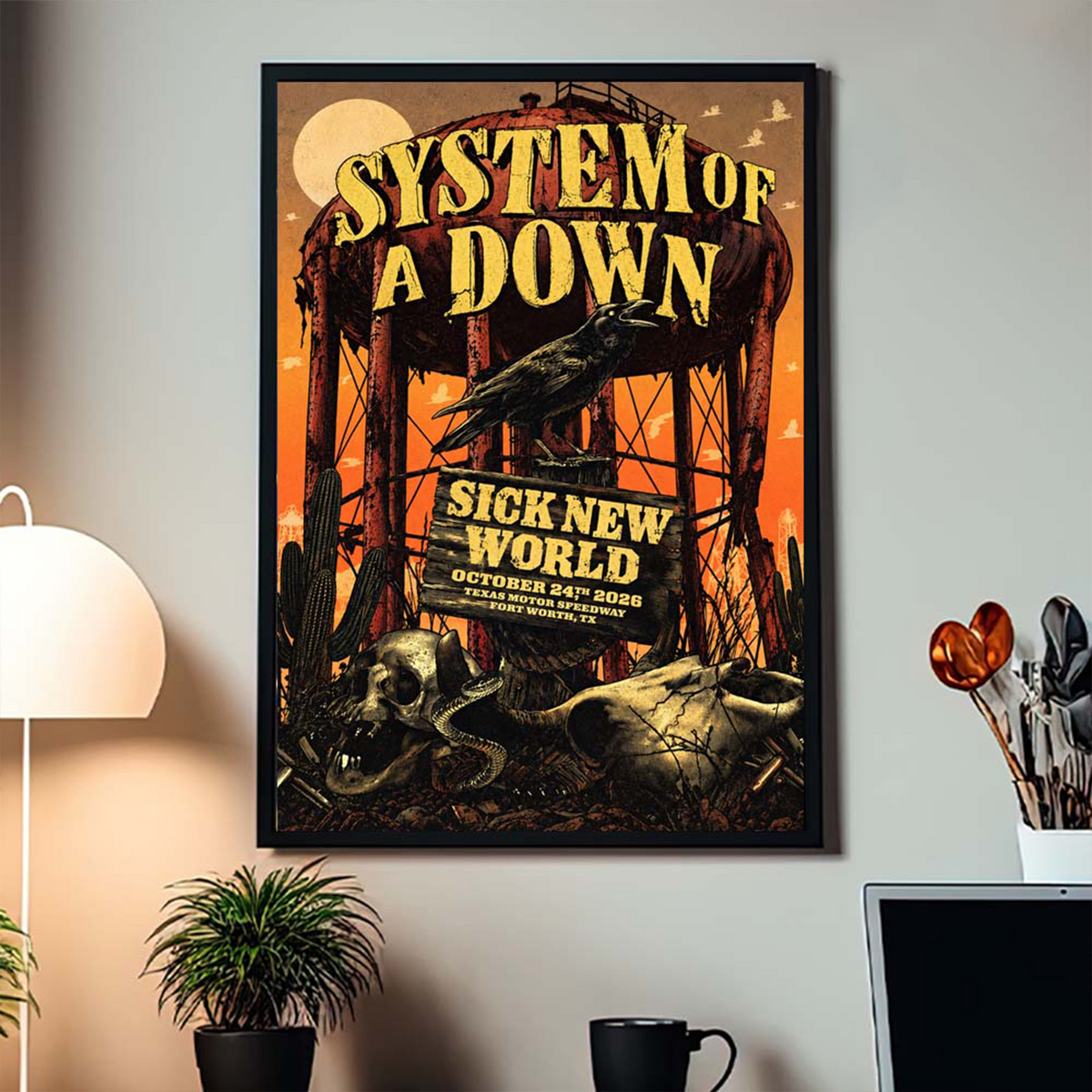 System of a Down Sick New World Fort Worth TX 2026 Event Poster At Texas Motor Speedway On October 24 2026 Home Decor Poster Canvas