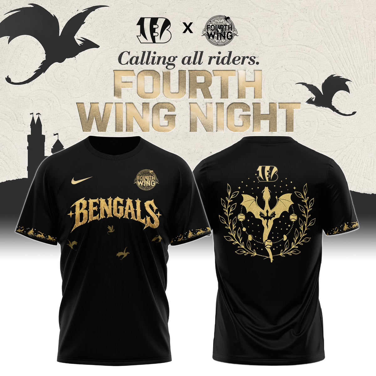 CIN x Fourth Wing Night Tshirt Limited Edition + Selling Out Fast