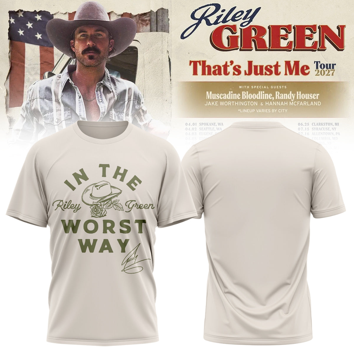 Riley Green That's Just Me Tour signed TShirt