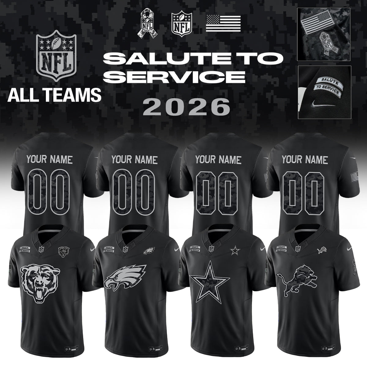 ...All Team NFL Salute To Service 2026 - Jersey (Custom Name &amp; Number)