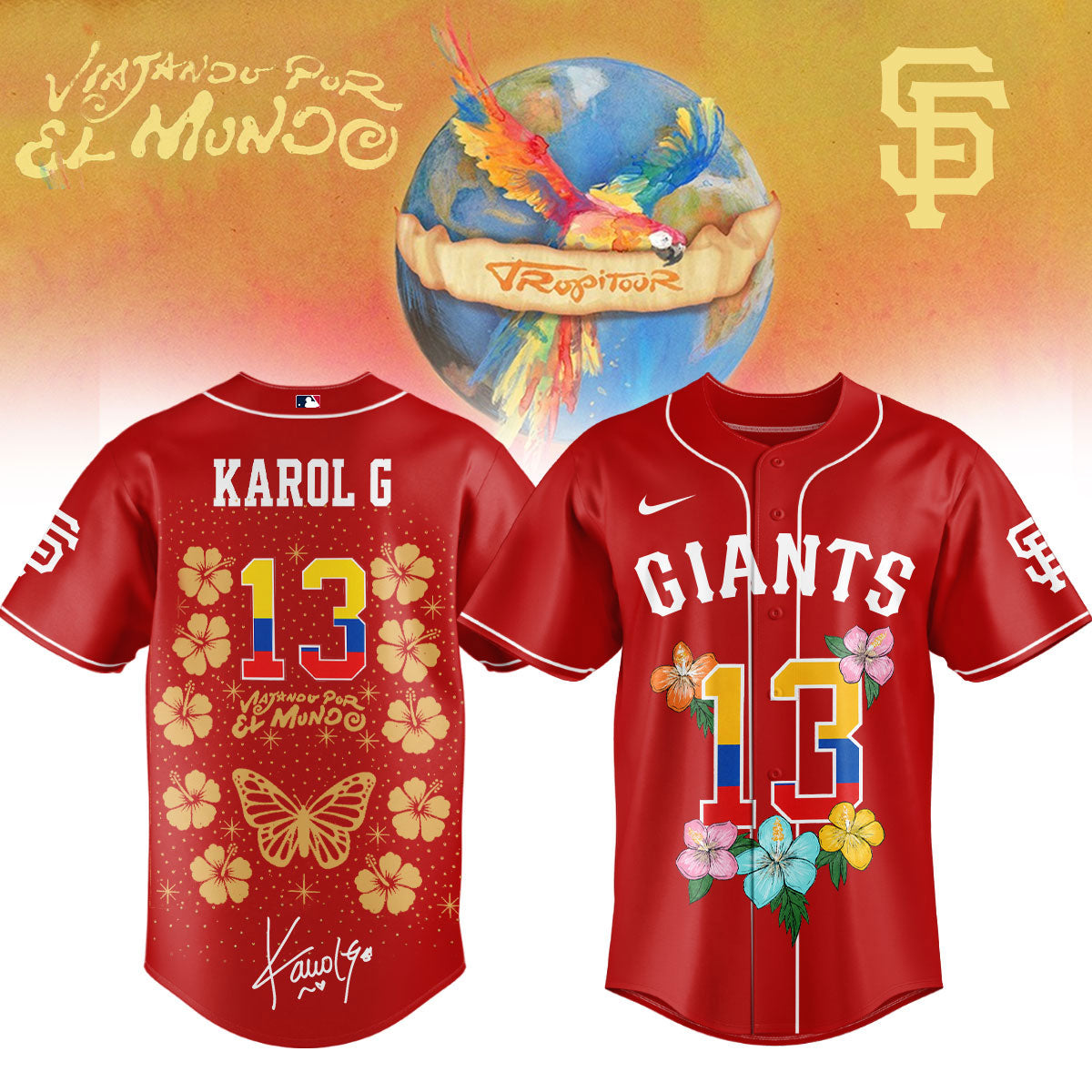 __,,Baseball US Full Team x Karol G – Nos Vamos de Tour. Limited Edition Signature Jersey