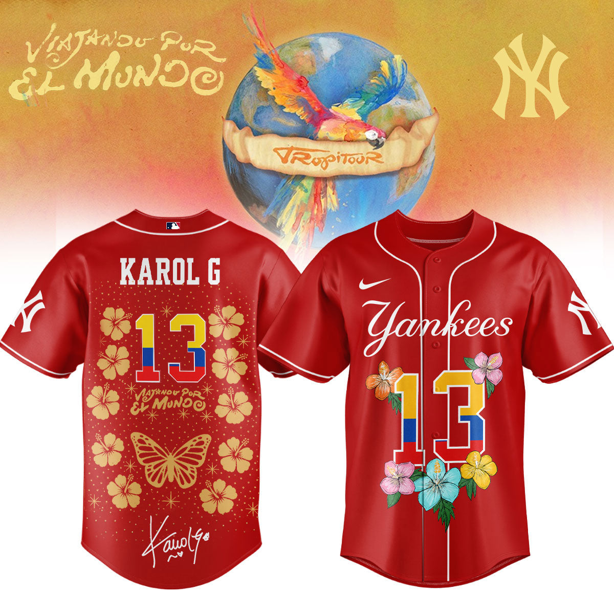 __,,Baseball US Full Team x Karol G – Nos Vamos de Tour. Limited Edition Signature Jersey