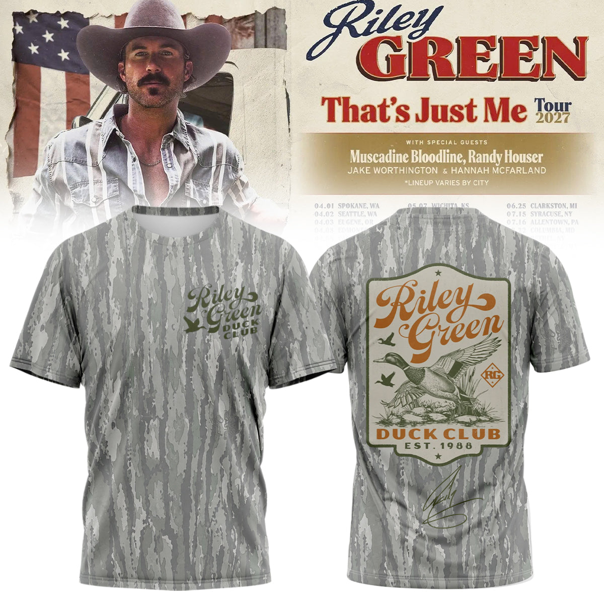 .Riley Green That's Just Me Tour signed TShirt