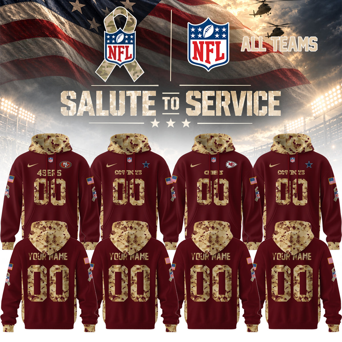 Football x Salute to Service Hoodie – All Teams Edition