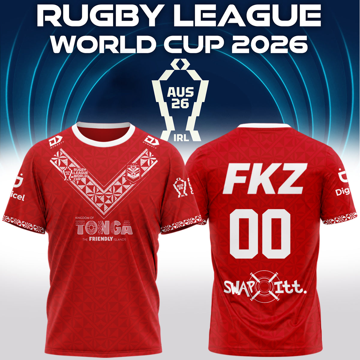 _Tonga Rugby League World Cup 2026 Home Jersey (Custom number)
