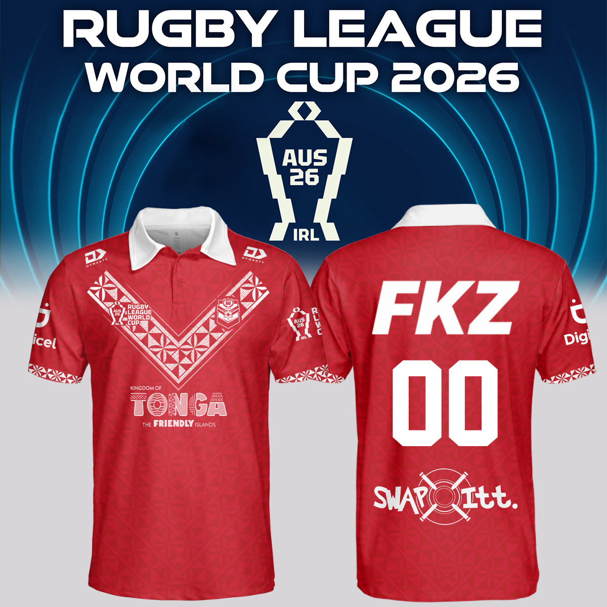 Tonga Rugby League World Cup 2026 PoLo (Custom number)