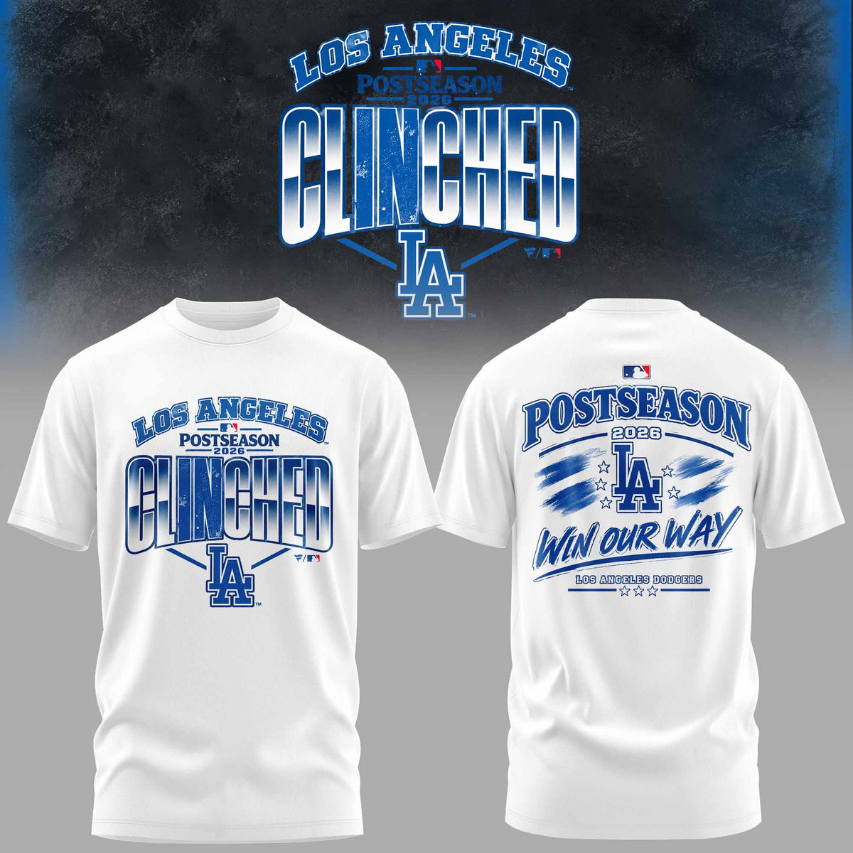 . Los Angeles Dodgers 2026 Postseason Clinched 3D All-Over Print Graphic T-Shirt V1