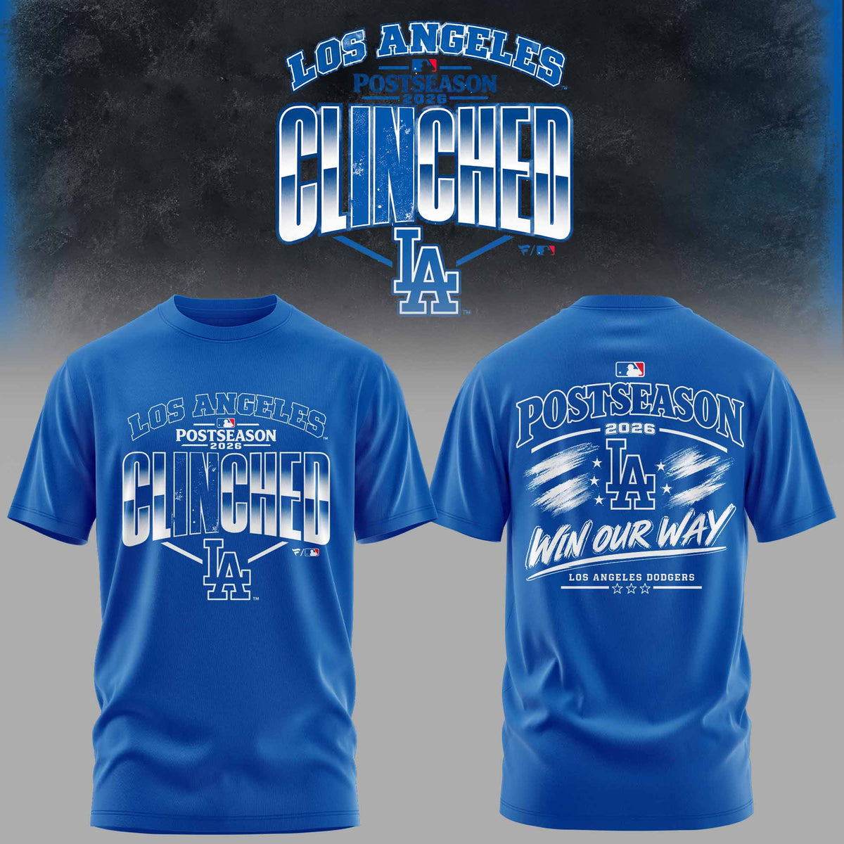 . Los Angeles Dodgers 2026 Postseason Clinched 3D All-Over Print Graphic T-Shirt V2